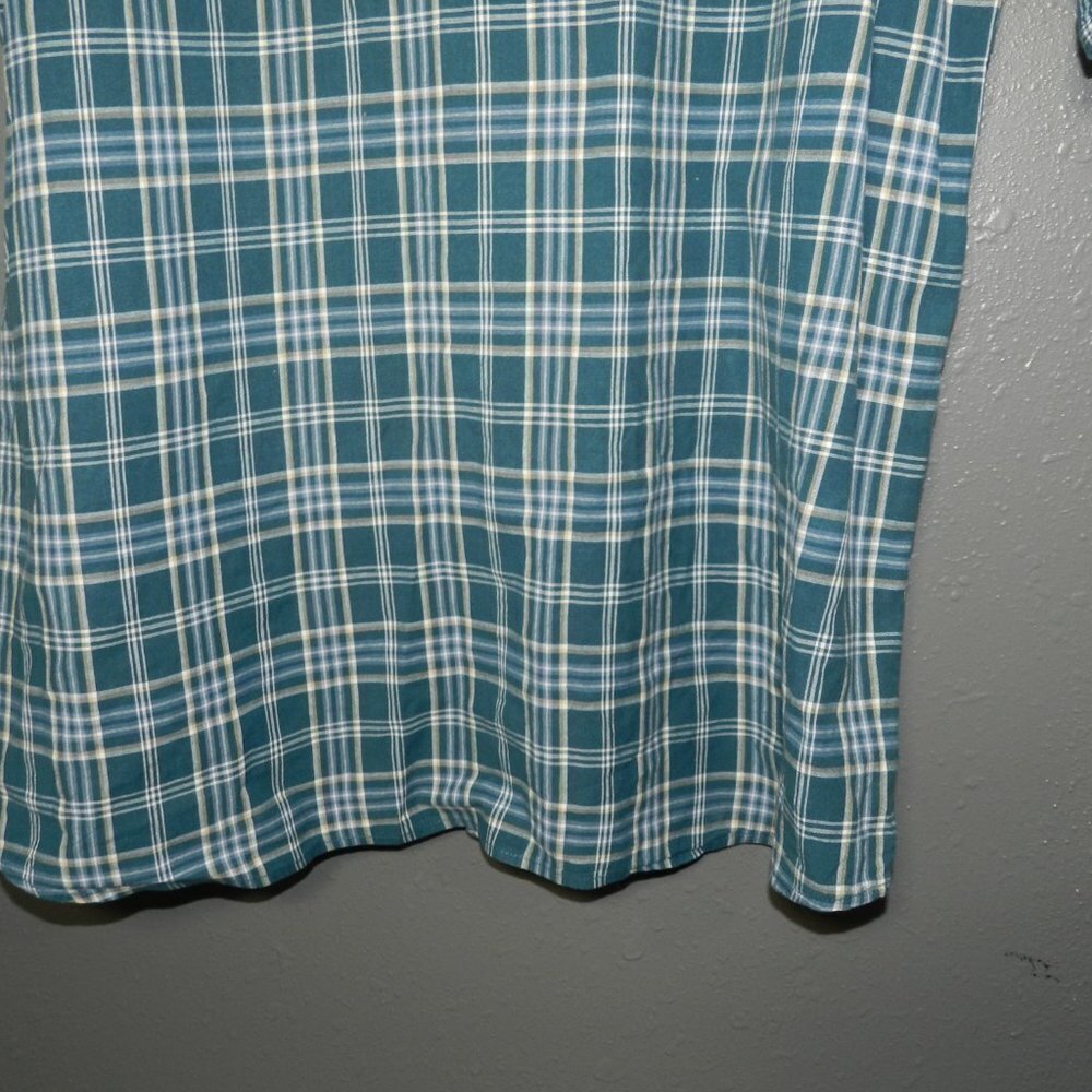 Carhartt Mens Greenish Blueish Plaid Button Down Short Sleeve Shirt Size XXL - Picture 5 of 8